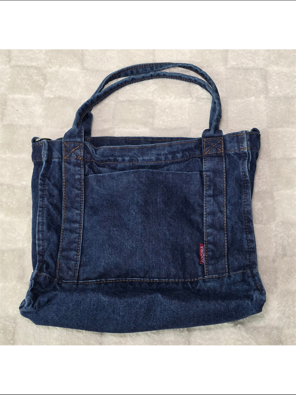 Aocina Tote Bag Dark Wash Denim W/ Detachable + Adjustable Shoulder Strap NWOT